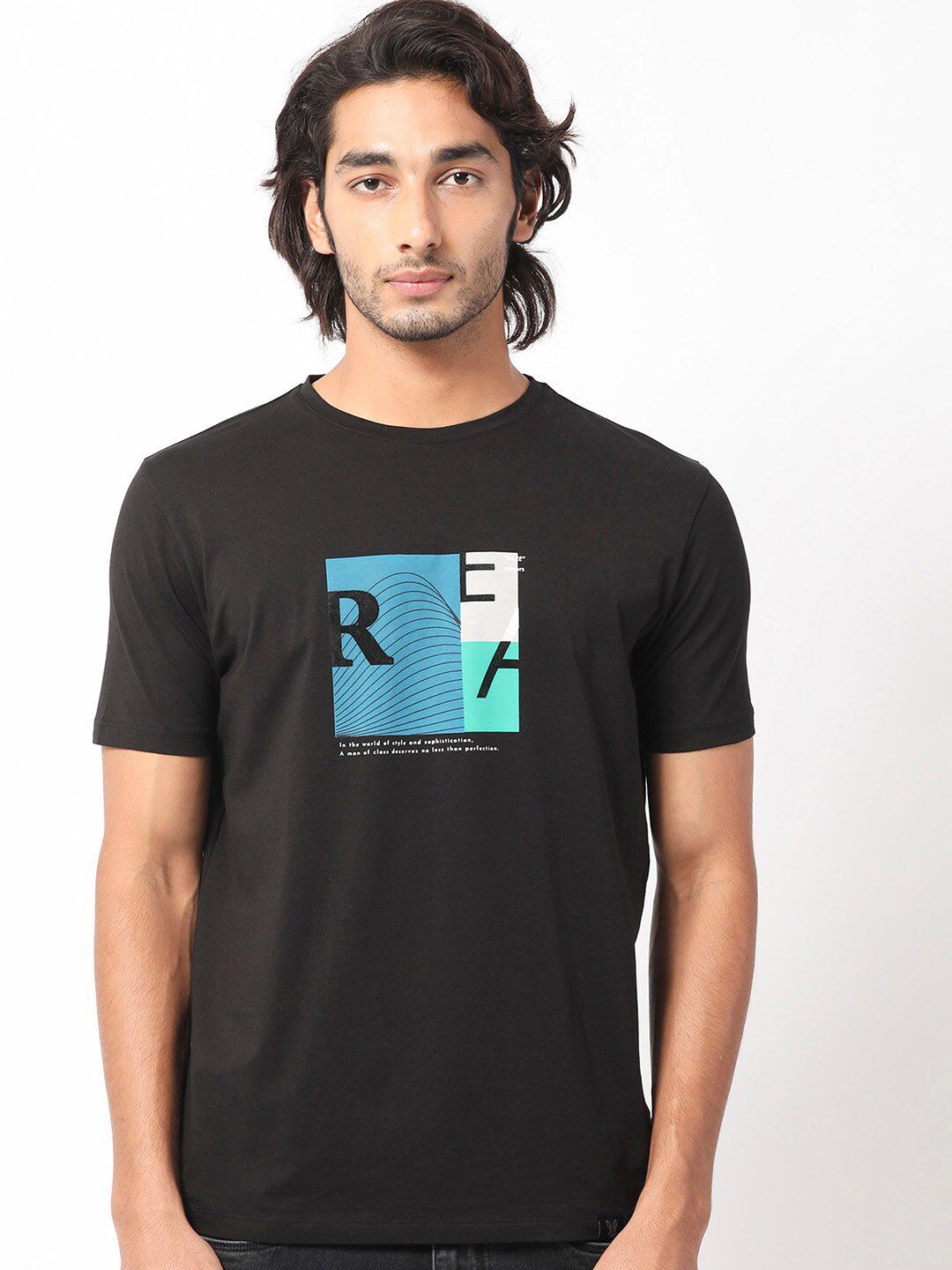 RARE RABBIT Men Rings-4 Slim Fit Solid Polo Collar T-Shirt