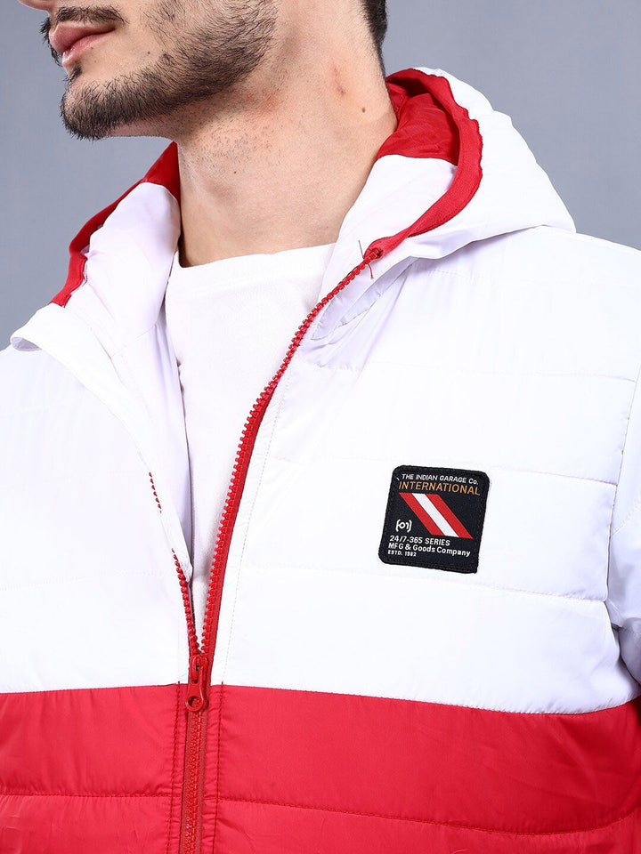 The Indian Garage Co Men Colourblock Regular Fit Hooded Puffer Jacket