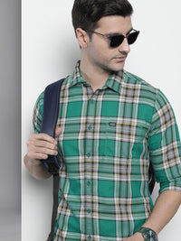 The Indian Garage Co Men Green Comfort Checked Casual Shirt