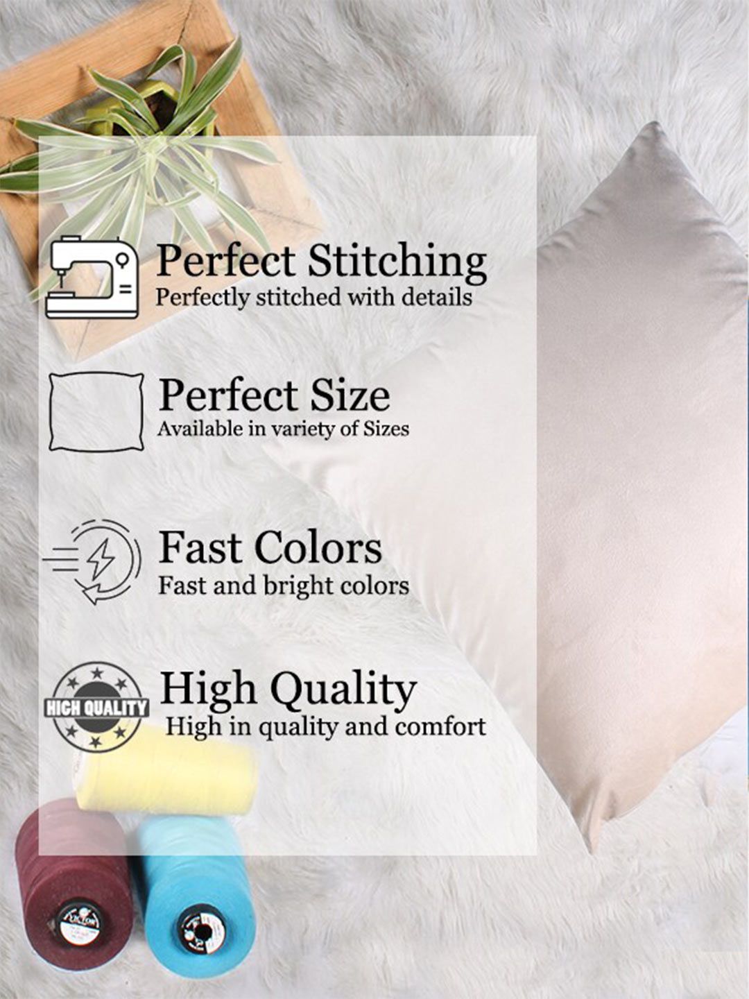 STITCHNEST Set of 5 Beige Solid 24'' x 24'' Cushion Cover