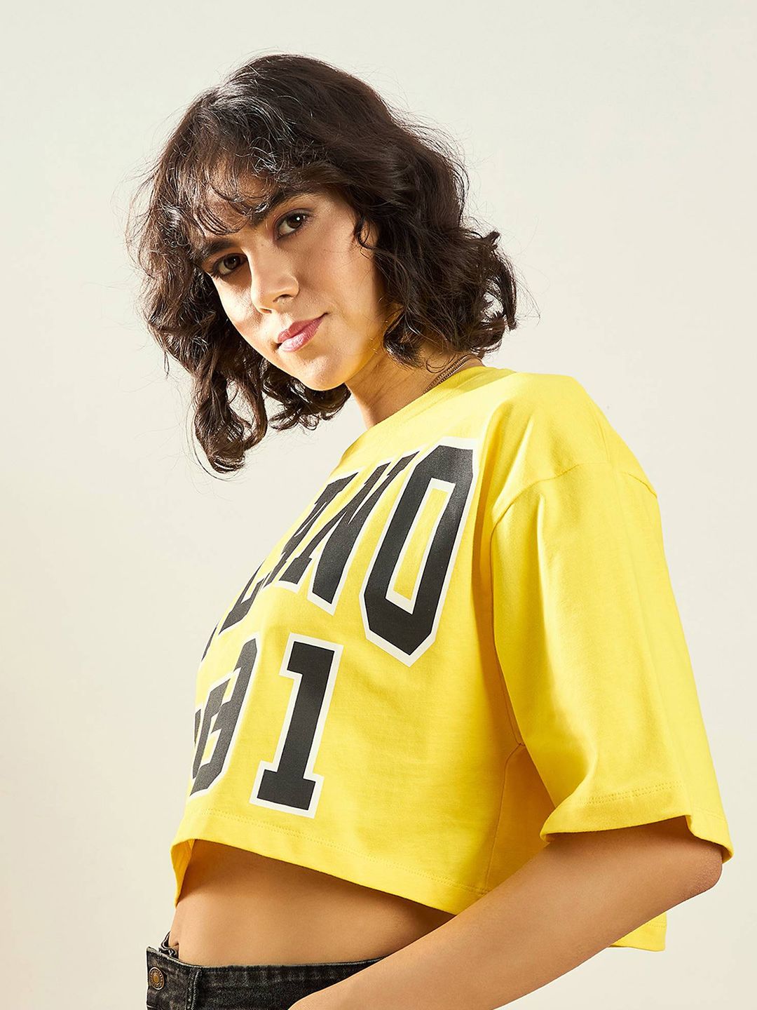 SASSAFRAS Printed Oversized Cotton Crop T-shirt