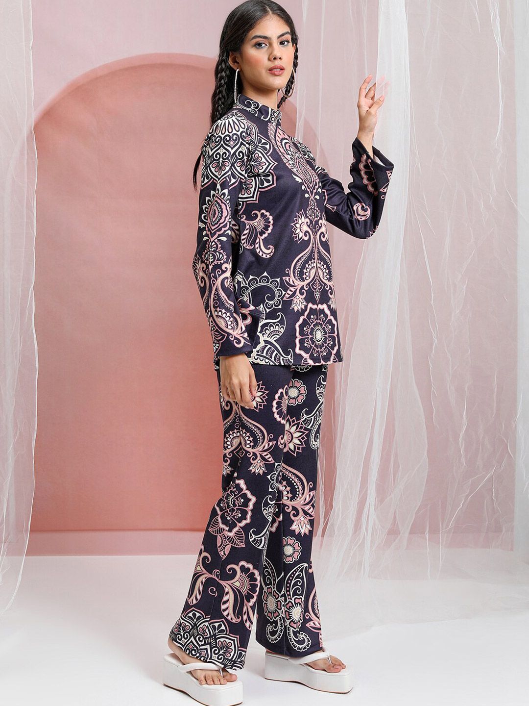 Vishudh Women Ethnic Motifs Printed Tunic With Flared Pants Co-Ords