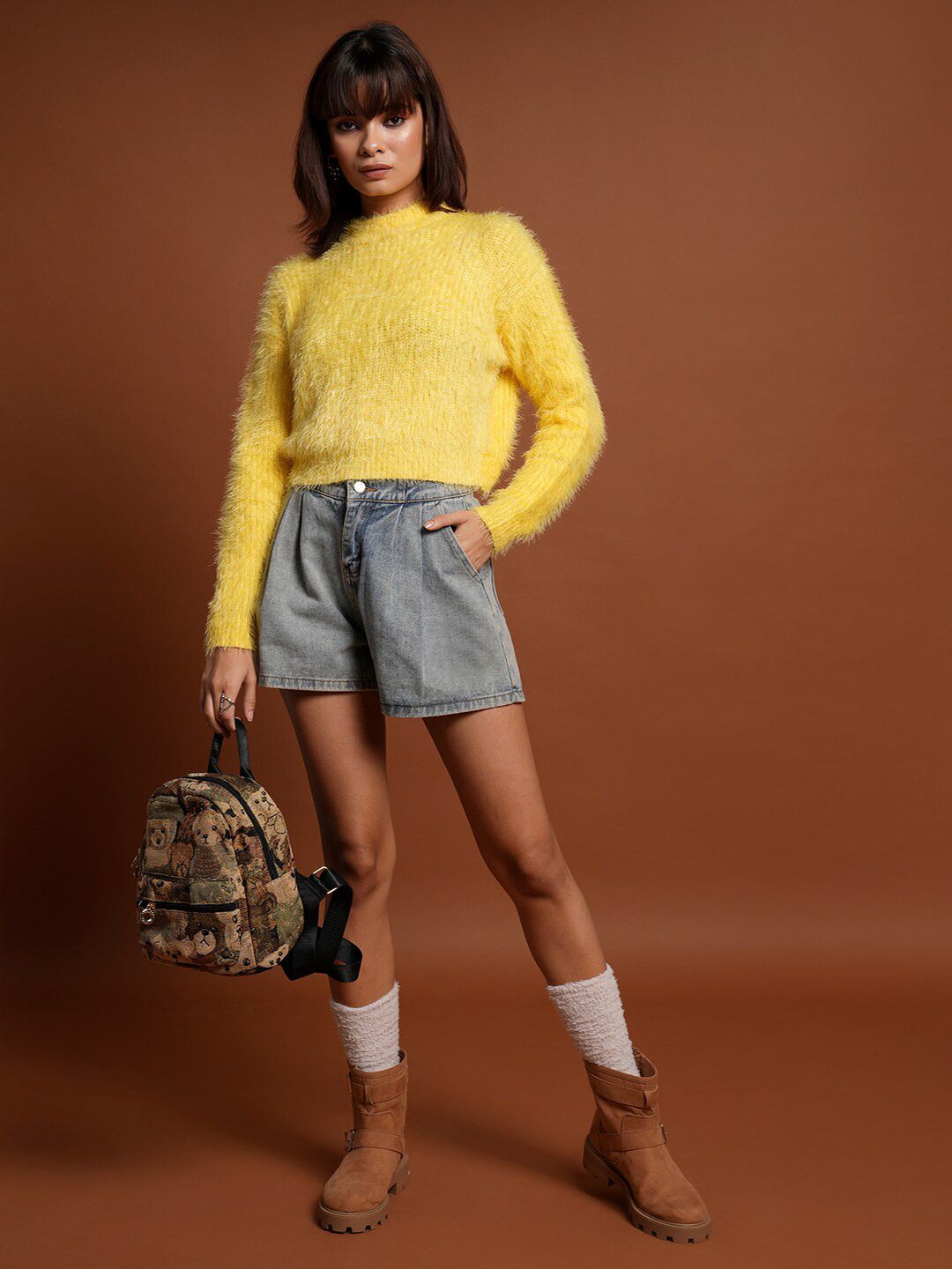 Tokyo Talkies Boucle Crop Pullover Sweater