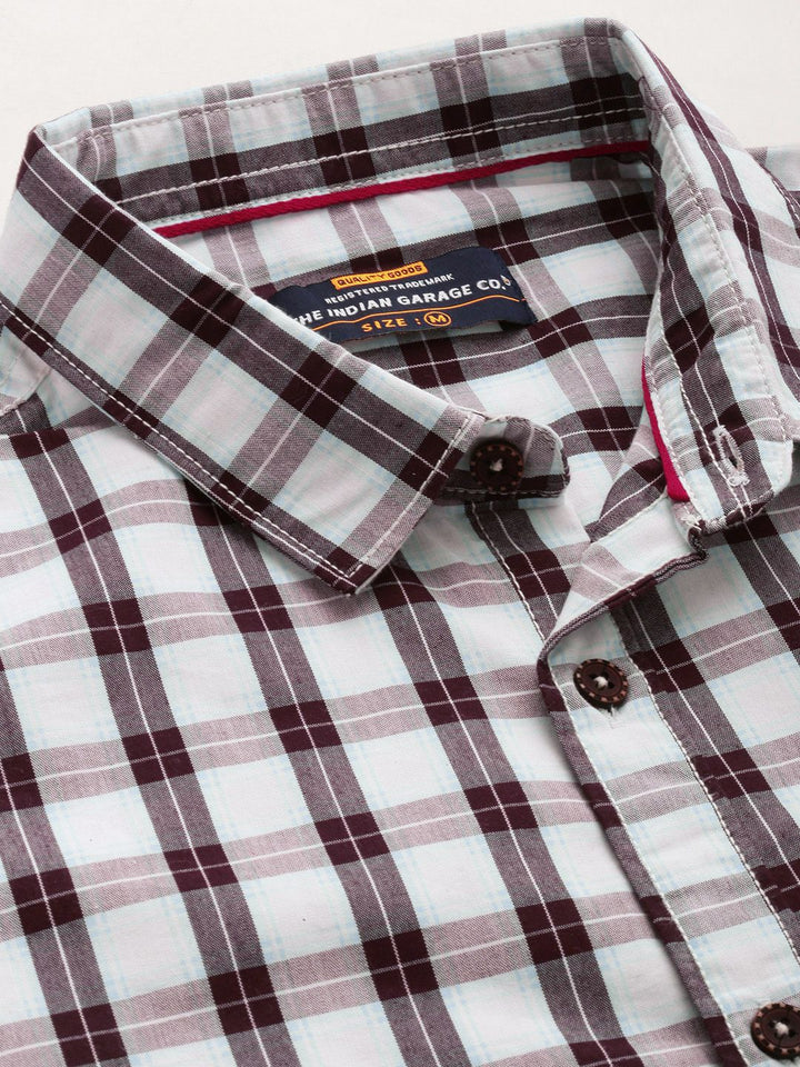 The Indian Garage Co Men Slim Fit Tartan Checked Casual Shirt