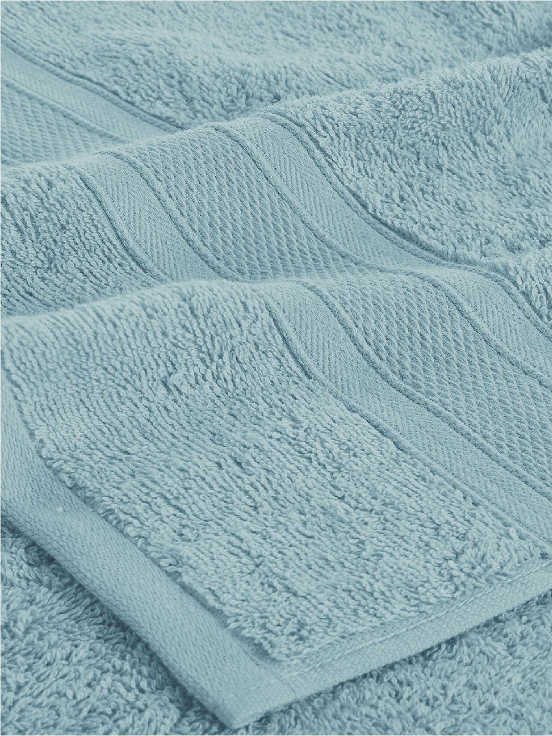 MYTRIDENT Set Of 6 Blue Solid 500 GSM Soft  Plush Pure Cotton Towel Set