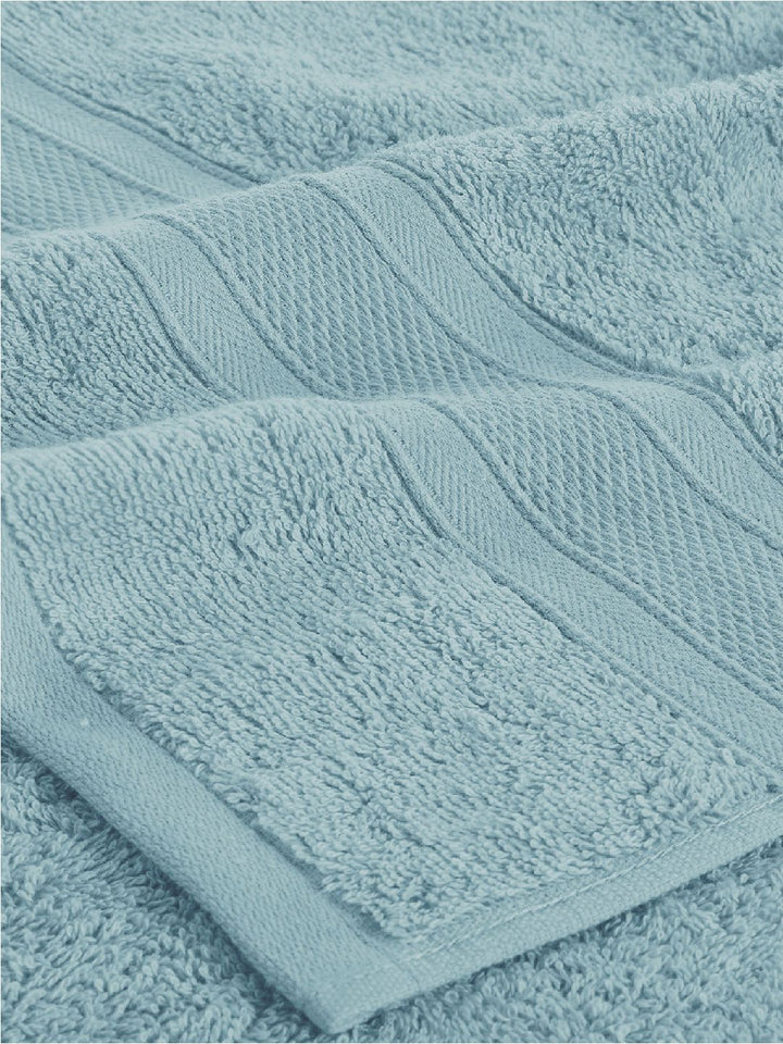 MYTRIDENT Set Of 6 Blue Solid 500 GSM Soft  Plush Pure Cotton Towel Set