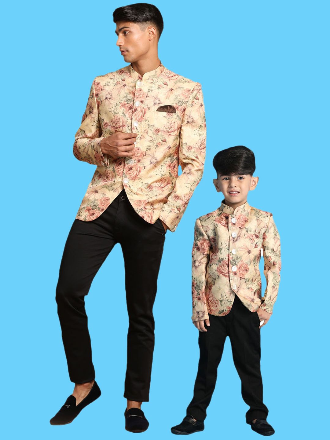 VASTRAMAY Boys Printed Slim-Fit Bandhgala Blazer