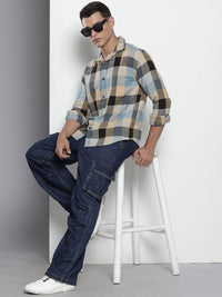 The Indian Garage Co Pure Cotton Checked & Textured Relaxed Fit Casual Shirt