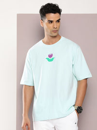 DILLINGER Men Graphic Printed Embossed Oversized Drop-Shoulder Sleeves Pure Cotton T-shirt