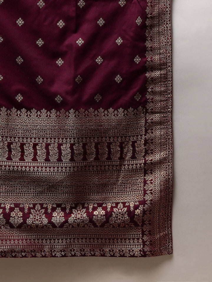 KALINI Floral Woven Design Zari Straight Kurta With Trousers & Dupatta