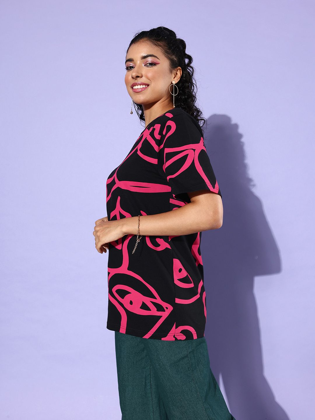 DILLINGER Abstract Printed Oversized Longline Pure Cotton T-shirt