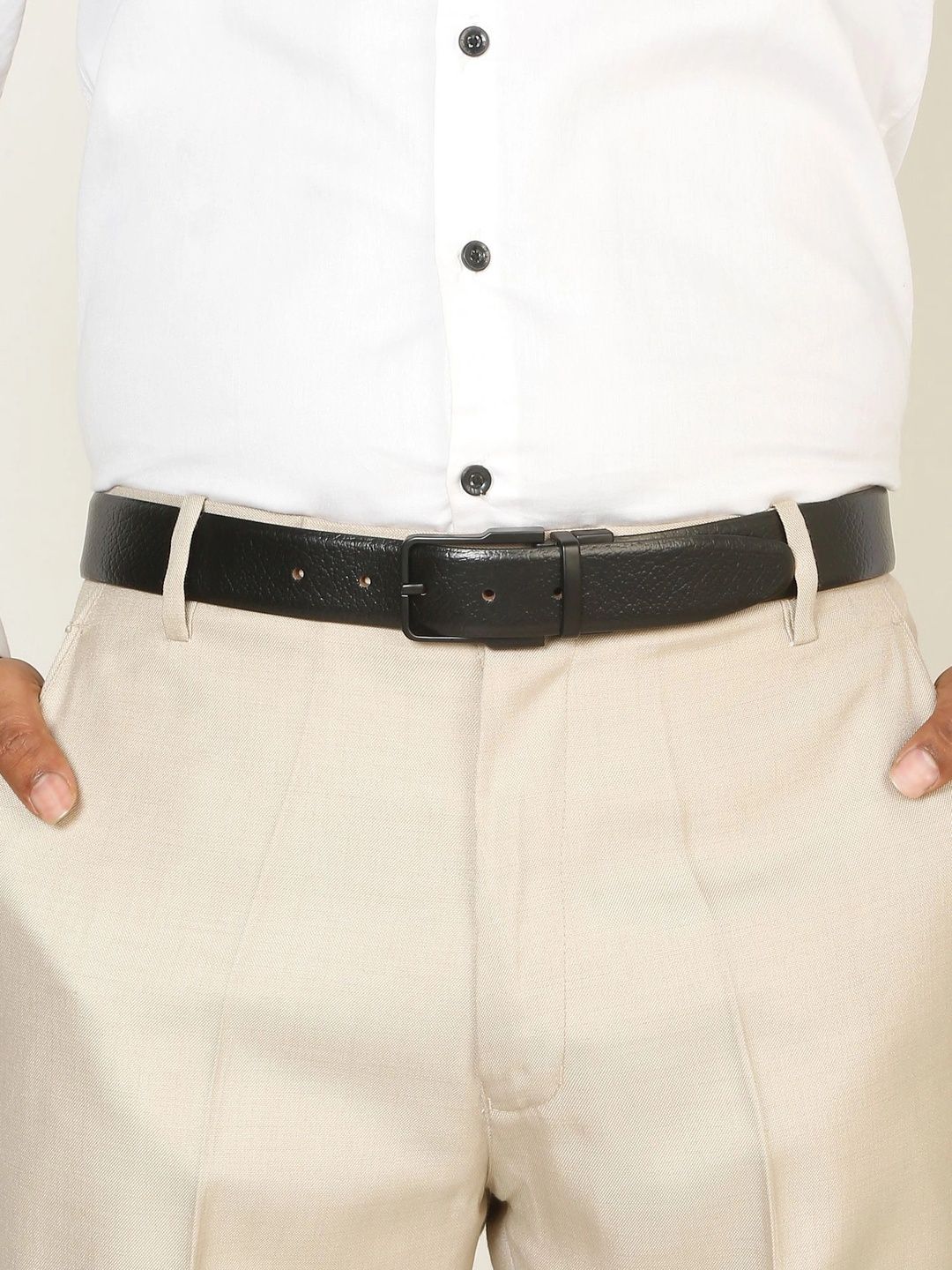 Teakwood Leathers Men Textured Leather Reversible Belt
