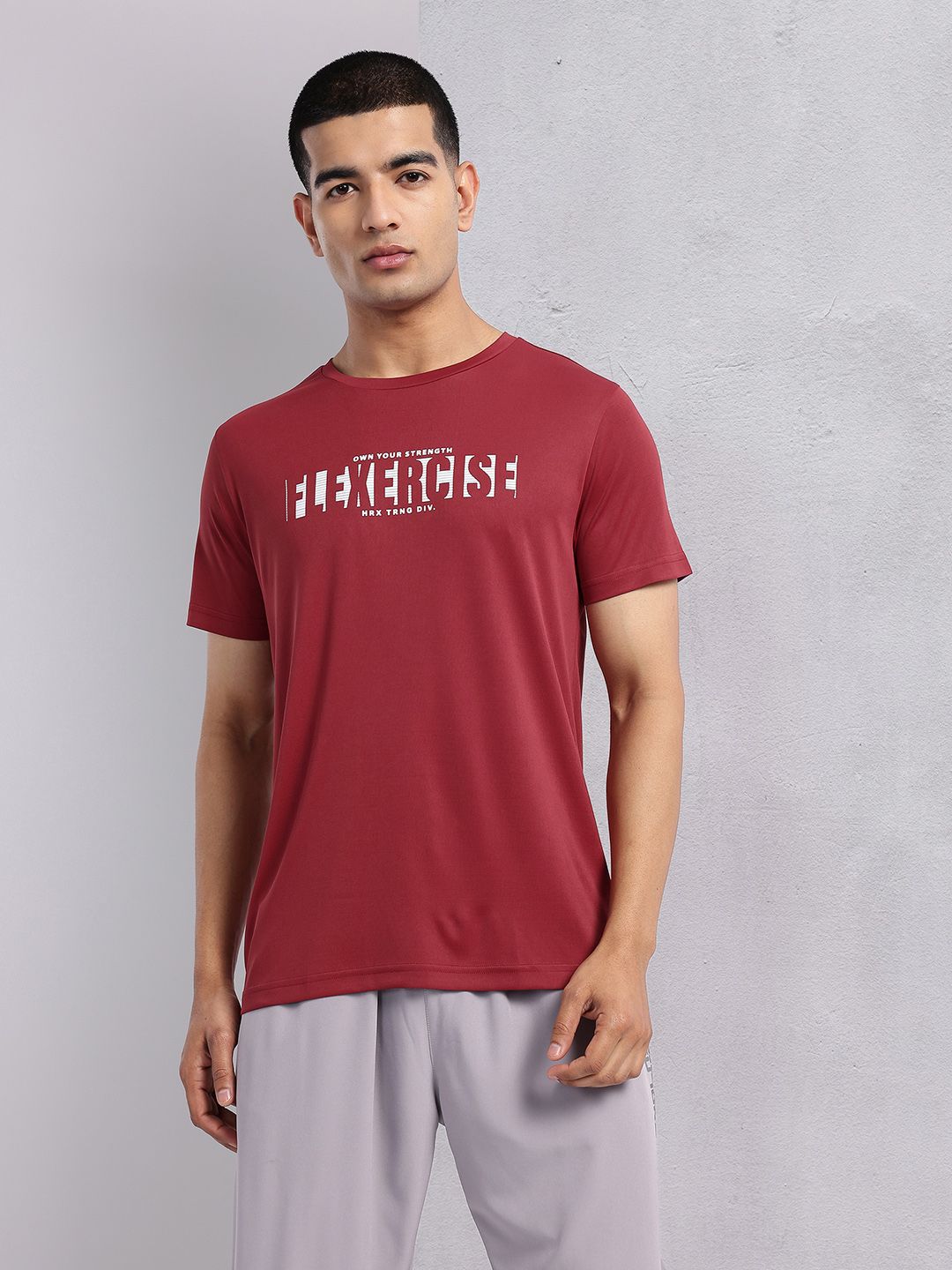 HRX by Hrithik Roshan Typography Print Rapid-Dry Training T-shirt