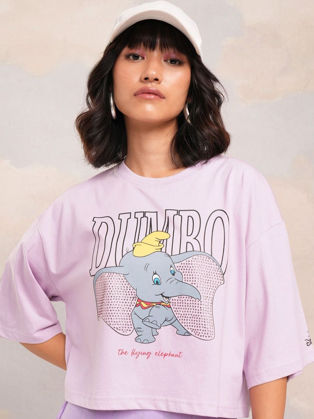 Tokyo Talkies Women Dumbo Printed Round Neck Boxy Tshirt