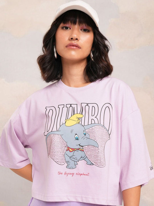 Tokyo Talkies Women Dumbo Printed Round Neck Boxy Tshirt
