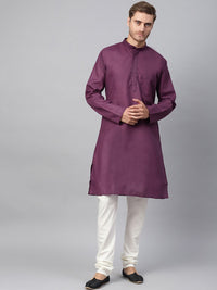 SOJANYA Mandarin Collar Patch Poket Linen Kapas Lurus Kurta