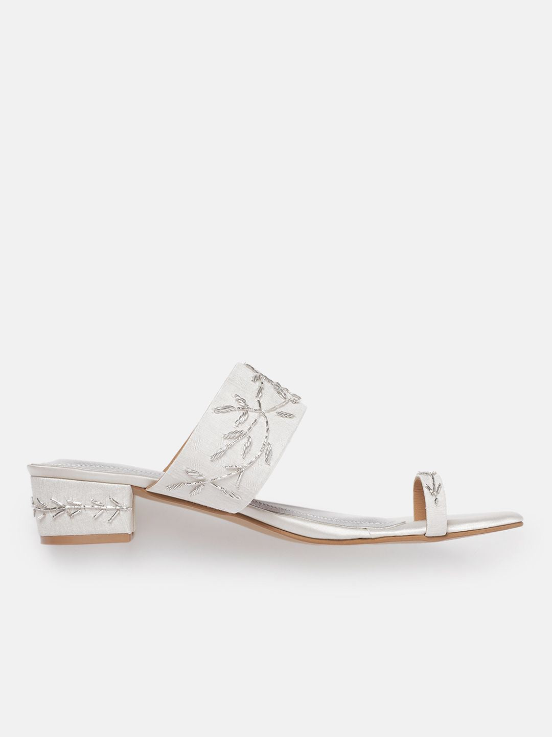House of Pataudi Floral Embroidered Block Heels