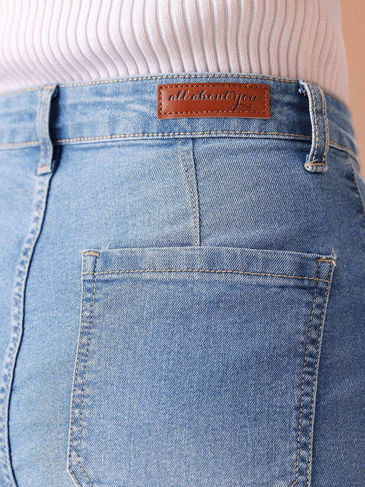 all about you Women Wide Leg High-Rise Heavy Fade Stretchable Jeans