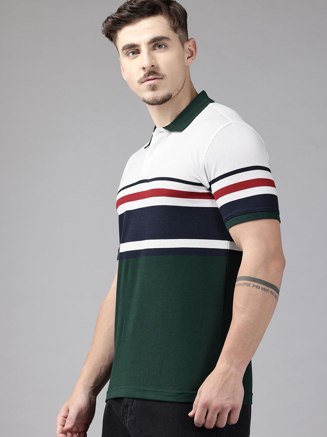Park Avenue Colourblocked Polo Collar T-shirt