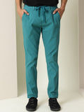 RARE RABBIT Men Slim Fit Textured Pure Cotton Trousers