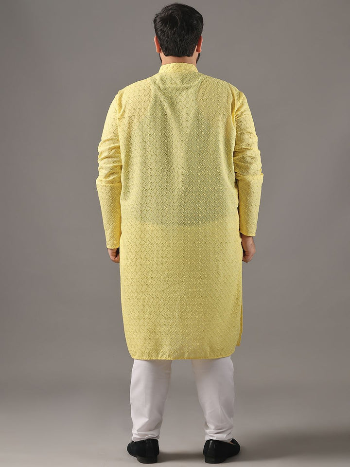 SOJANYA PLUS Plus Size Men Ethnic Motifs Embroidered Pure Cotton Kurta With Pyjamas