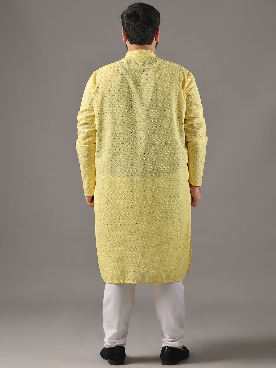 SOJANYA PLUS Plus Size Men Ethnic Motifs Embroidered Pure Cotton Kurta With Pyjamas