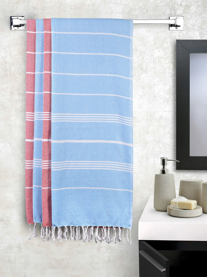 KLOTTHE Unisex Set Of 4 Striped 233 GSM Bath Towels