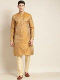 SOJANYA Men Mustard Yellow & Golden Ethnic Motifs Kurta