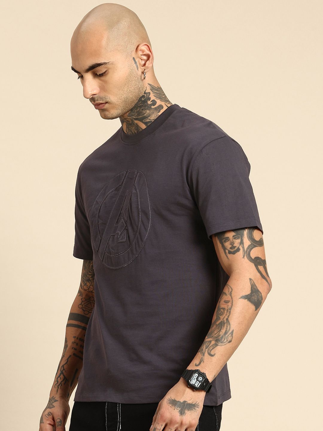 Being Human Pure Cotton Iron Man Printed Relaxed Fit Applique T-shirt