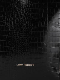 Lino Perros Black Croc Textured Shoulder Bag
