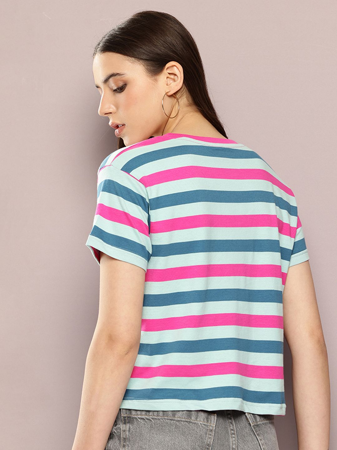 Dillinger Womens Short Sleeve Boxy Cropped Yarn Dyed Tshirt