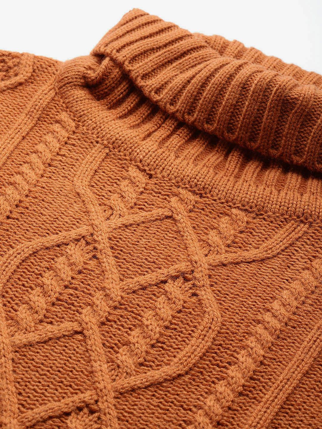 all about you Cable Knit Self-Design Turtle-Neck Pullover