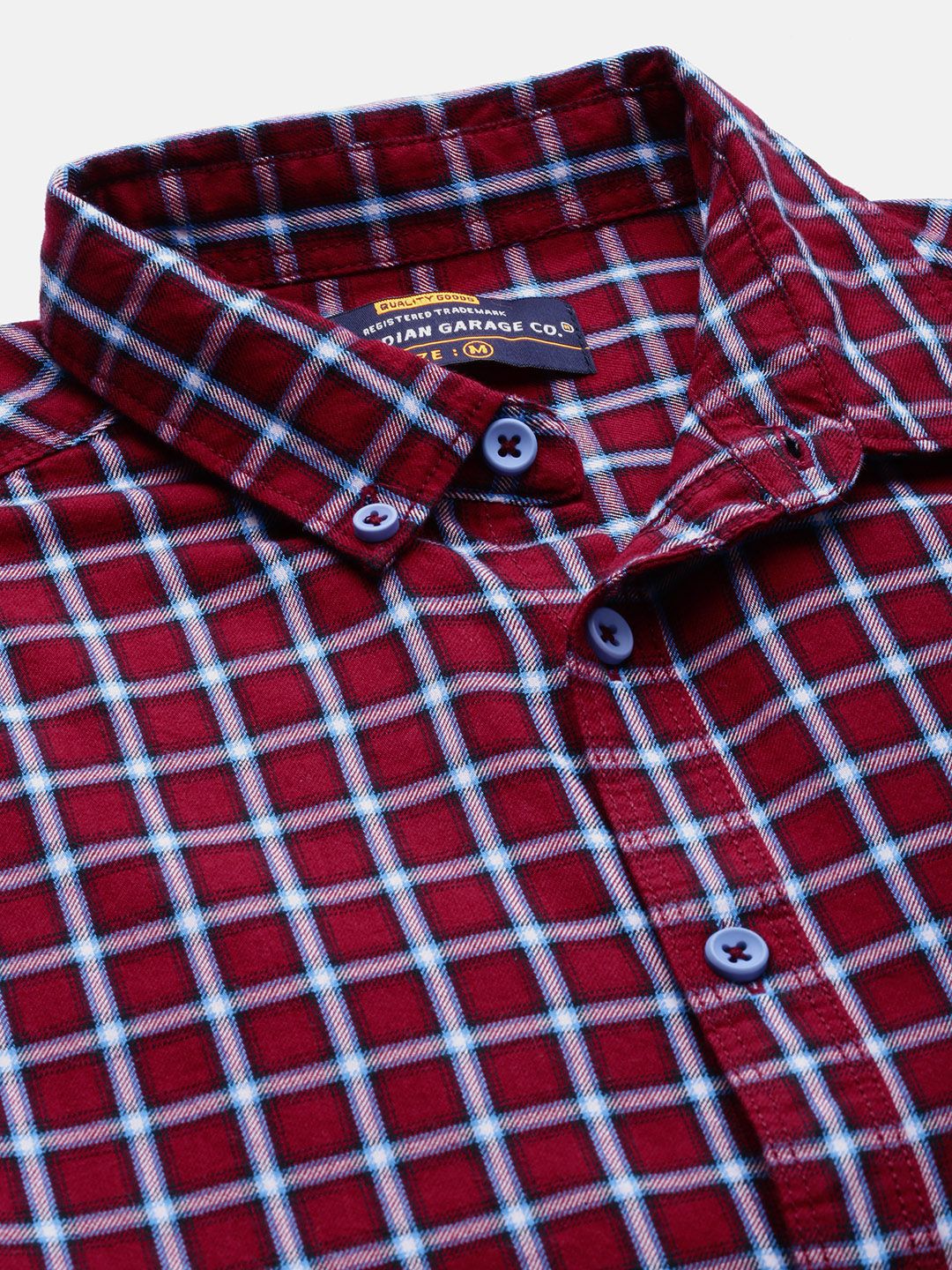 The Indian Garage Co Men Red & Blue Slim Fit Checked Casual Shirt