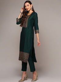 KALINI Floral Embroidered Regular Thread Work Kurta with Trousers & With Dupatta