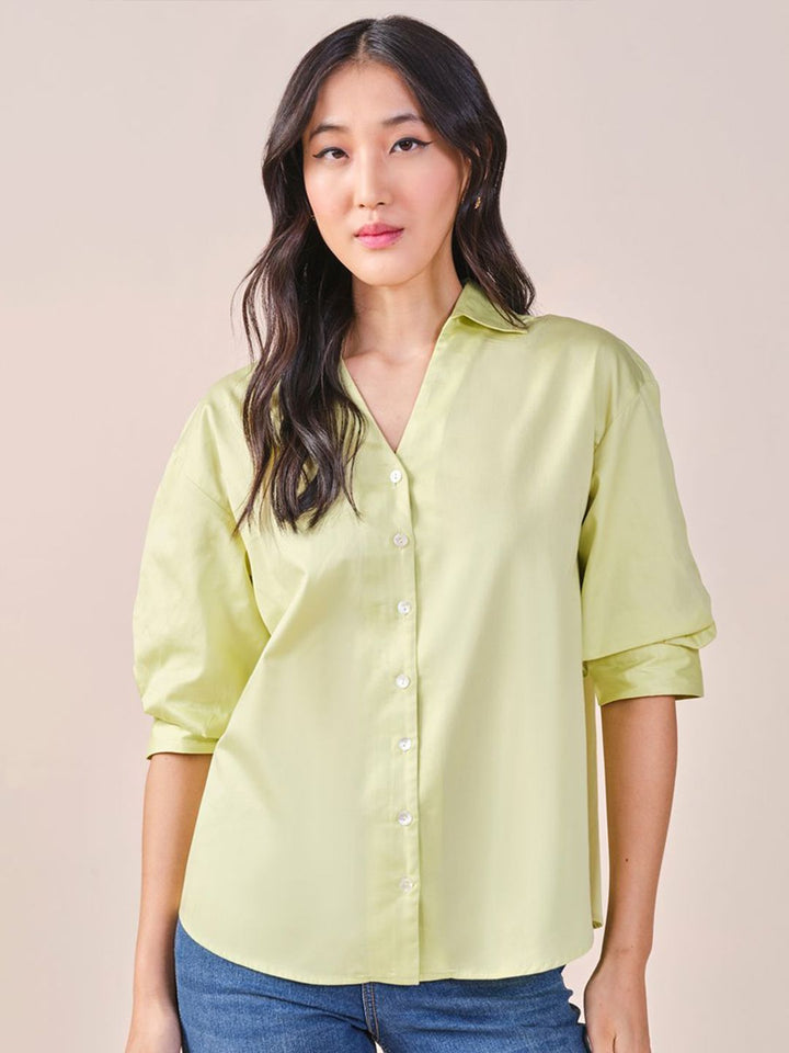 AND Roll-Up Sleeves Cotton Shirt Style Top