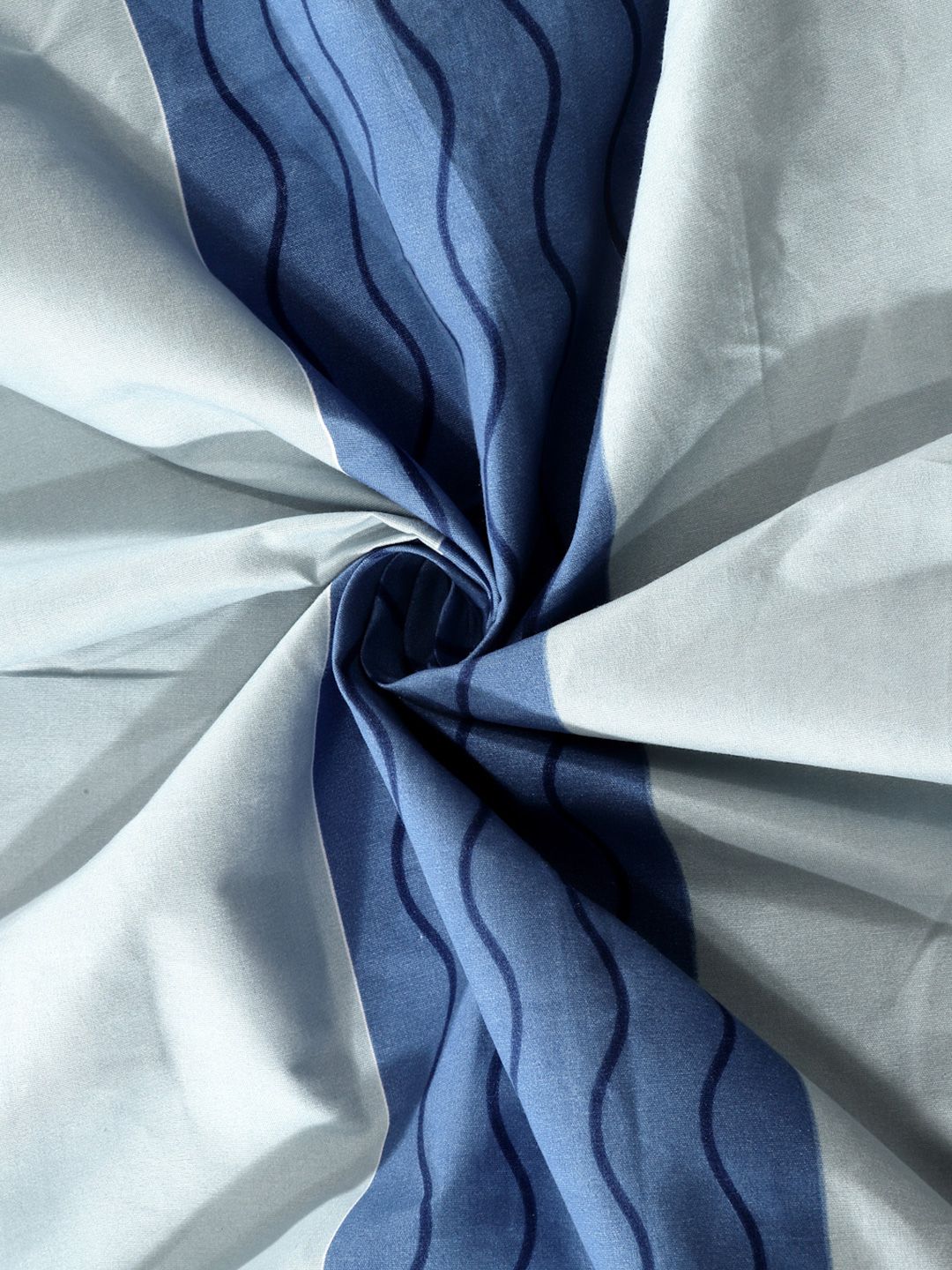 KLOTTHE Biru Kapas Geometrik 300 TC Cadar King Halus dengan 2 Sarung Bantal-250 x 225 cm