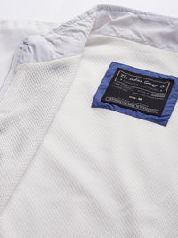 The Indian Garage Co Men White & Blue Striped Windcheater Outdoor Tailored Jacket