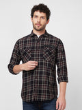 SPYKAR Tartan Checked Spread Collar Denim Casual Cotton Shirt