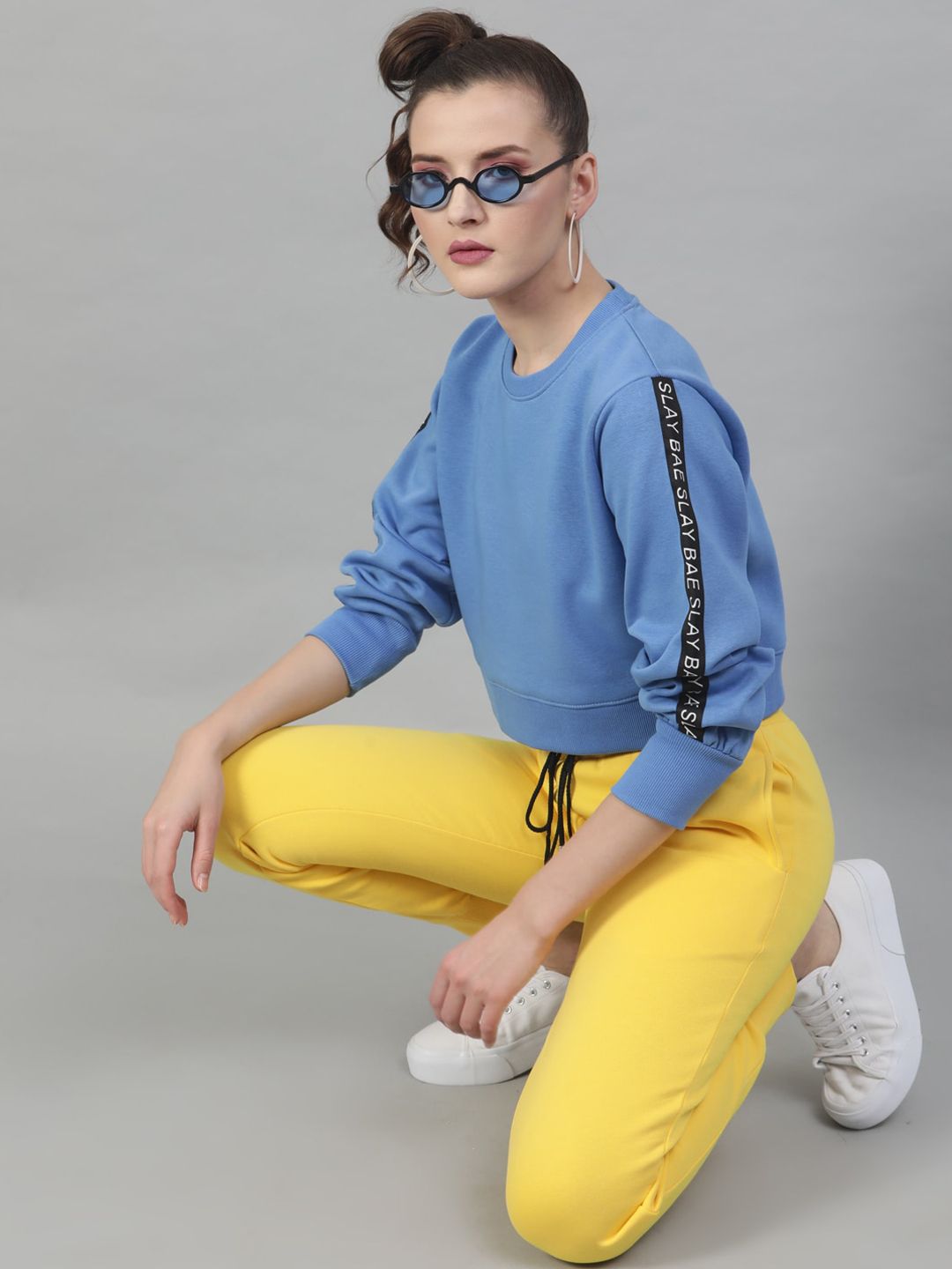 STREET 9 Women Blue Solid Sweatshirt