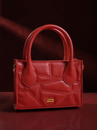 Berrylush Red Textured Quilted Structured Handheld Bag
