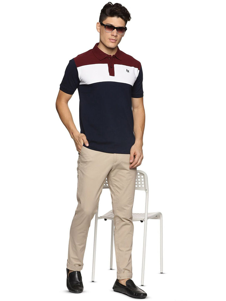 ADRO Colourblocked Cotton Polo Collar T-shirt