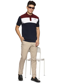 ADRO Colourblocked Cotton Polo Collar T-shirt