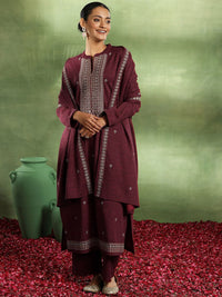 Libas Floral Embroidered Thread Work Kurta with Trouser & Dupatta