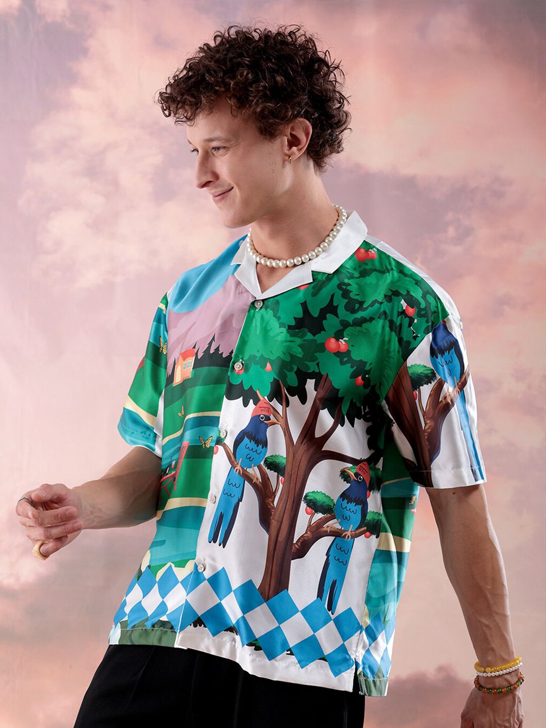 The Indian Garage Co Men Relaxed Fit Fauna Printed Resortwear Shirt