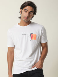 RARE RABBIT Men Gol Printed Pure Cotton Slim Fit T-Shirt