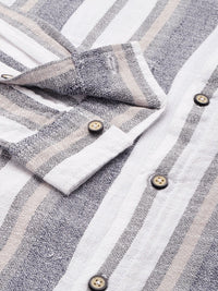 The Indian Garage Co Men Slim Fit Striped Double Flap Casual Shirt