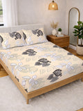 KLOTTHE Beige Floral  300 TC Super King Fine Bedsheets