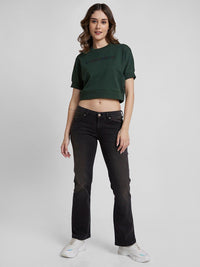 SPYKAR Printed Regular FIt Round Neck Crop Sweatshirt