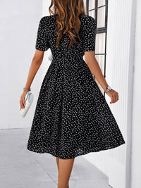 all about you Black Polka Dots Printed Flared Fit & Flare Dress