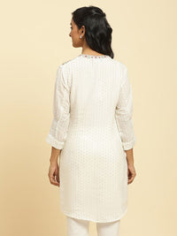 W Geometric Woven Design Thread Work A-Line Kurta